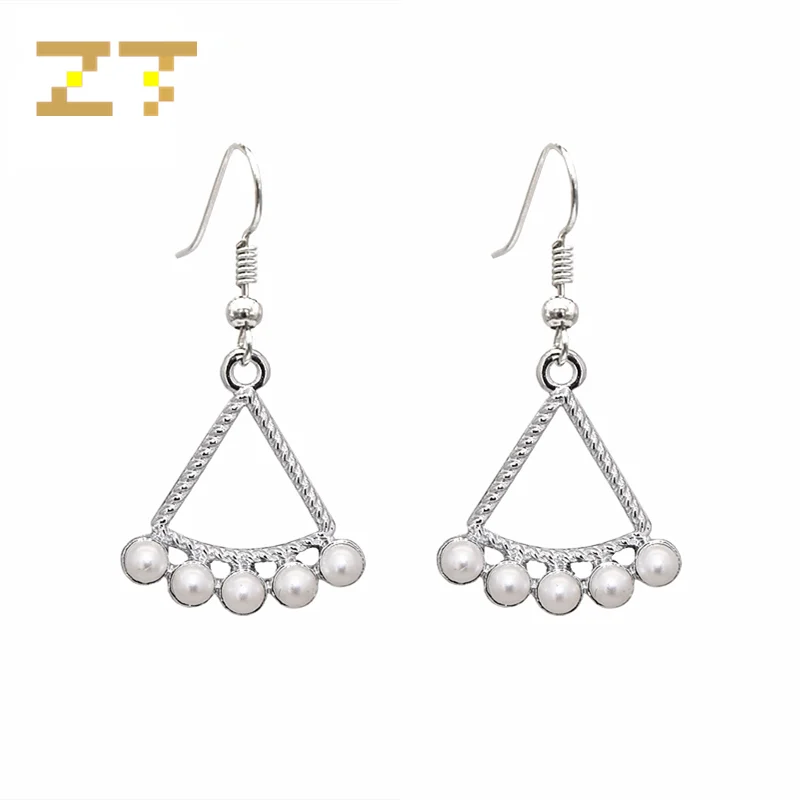 2019 Hot Sale Exquisite Small Hollow Geometric Triangle Sector Statement Pearl Drop Earrings for Women Jewelry Brincos Oorbellen | Украшения