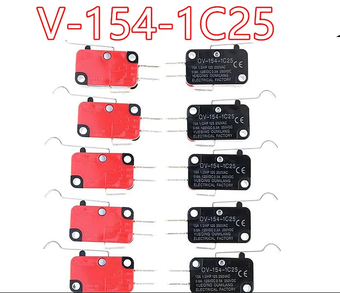 

10 Pcs Micro R Hooked Lever Arm Limit Switch SPDT Normally Open/Close V-154-1C25