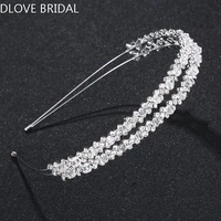 princess double row clear crystal bridal hairband wedding party hair jewelry accessory high quality