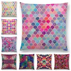 Милый чехол для подушки с геометрическим рисунком, пастельные треугольники, бриллианты, красочные цветы, точки, звезды, радуга, волна, диванная наволочка для подушки