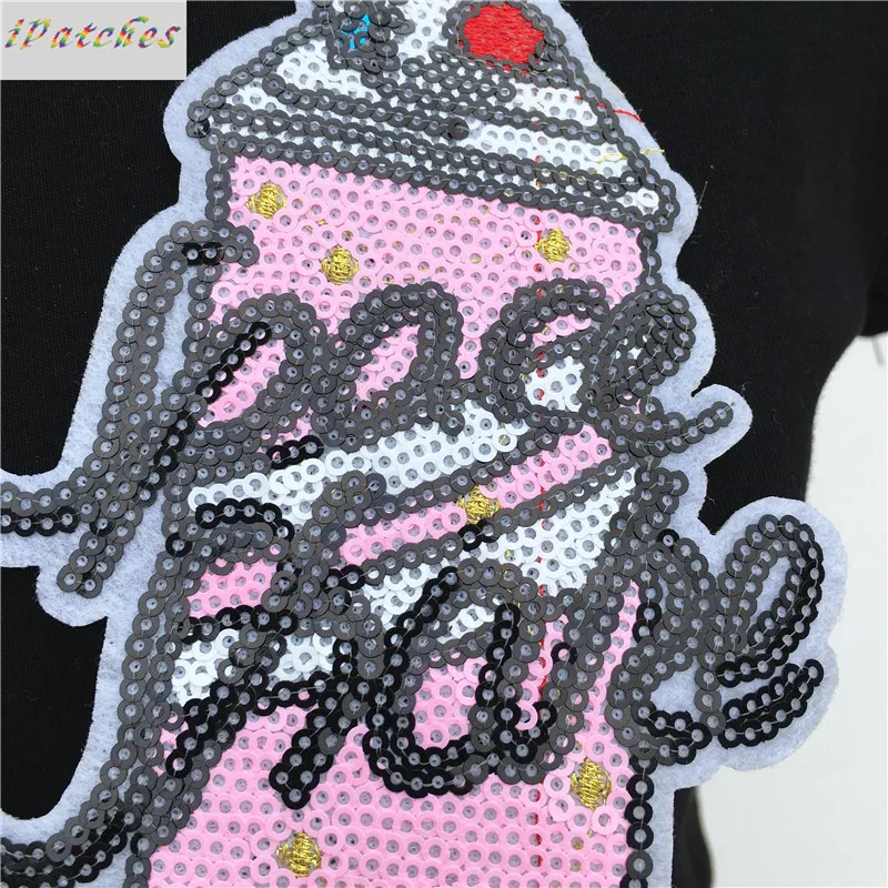 2 шт Розовый мороженое с блестками патч для одежды железной вышивкой Diy мотив