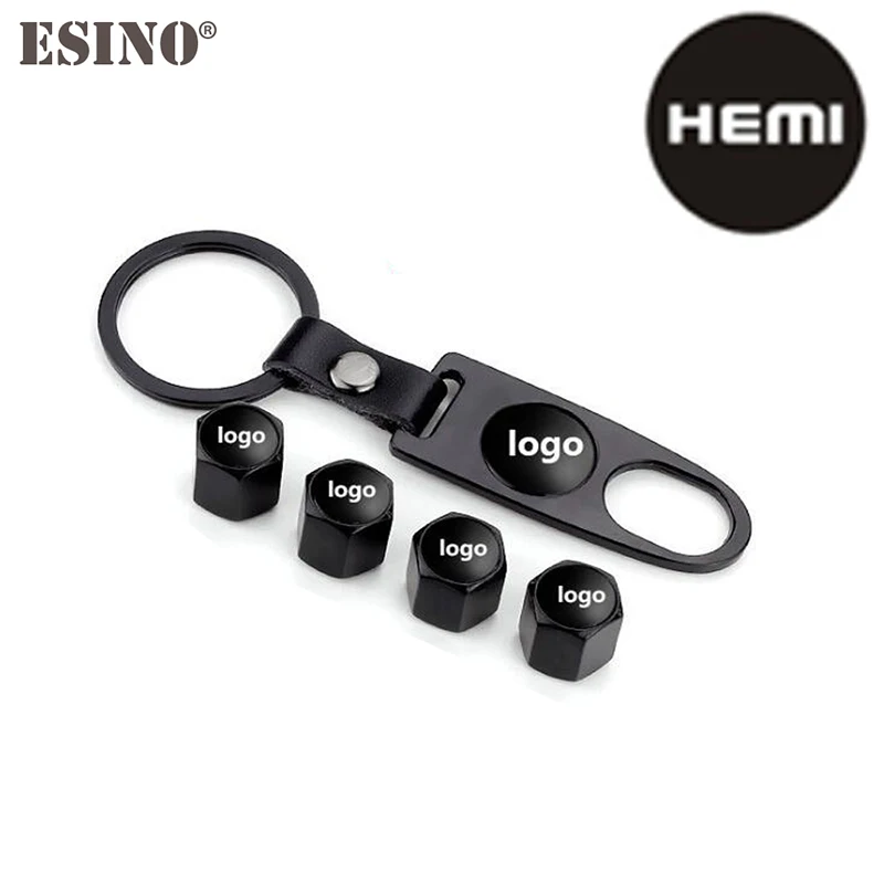 Black For HEMI 4 x Автомобильный Стайлинг из нержавеющей стали из цинкового сплава колесный клапан Стебли колпачки с мини цепочка для гаечного ключа для Corvette SSR HEMI SRT R/T - Цвет: Black For HEMI