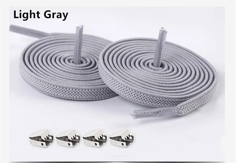 Light Gray 100 см цветные эластичные шнурки для обуви, удобная пряжка, цветные эластичные силиконовые шнурки без завязок, шнурки для обуви, шнурки для кроссовок - Цвет: Light Gray