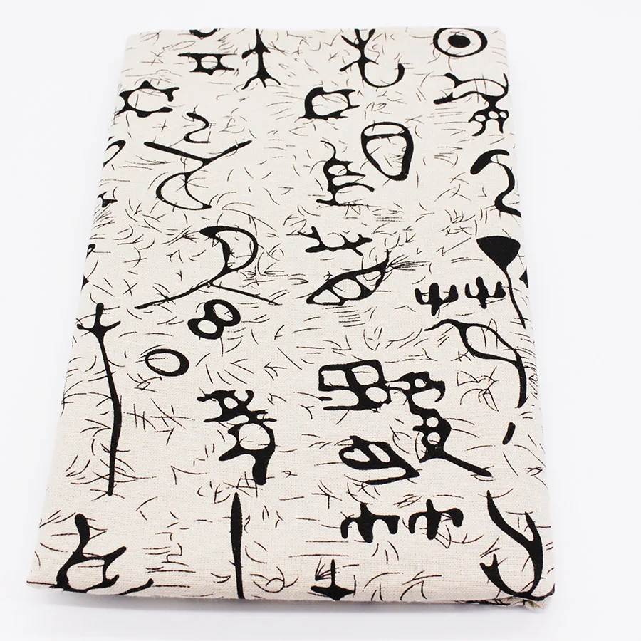 Тканевая ткань из хлопка и льна с принтом китайская культура искусственная для