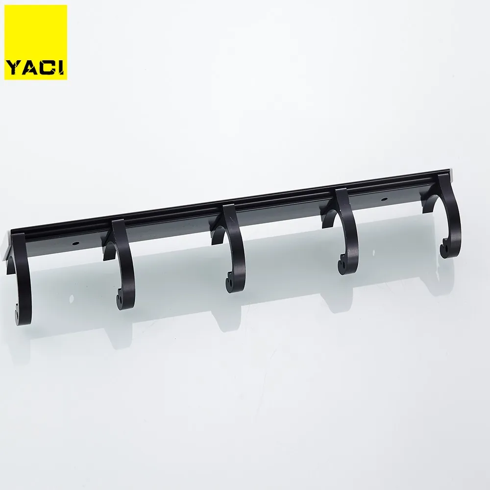 Bathroom towel black hook aluminum wall hanging type 6 room living clothes bathroom hardware | Обустройство дома