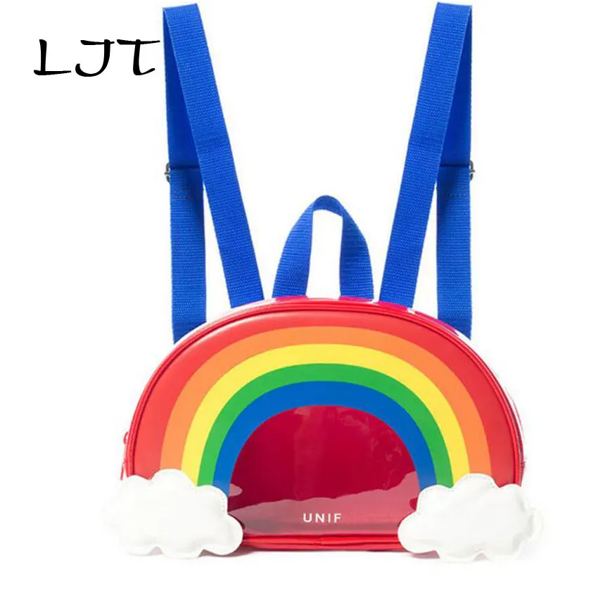 LJT мини-сумка с радужным принтом, Повседневная Милая прозрачная сумка на плечо, супер школьный рюкзак для подростков, сумка для книг, ПРЕКРАСНАЯ школьная сумка