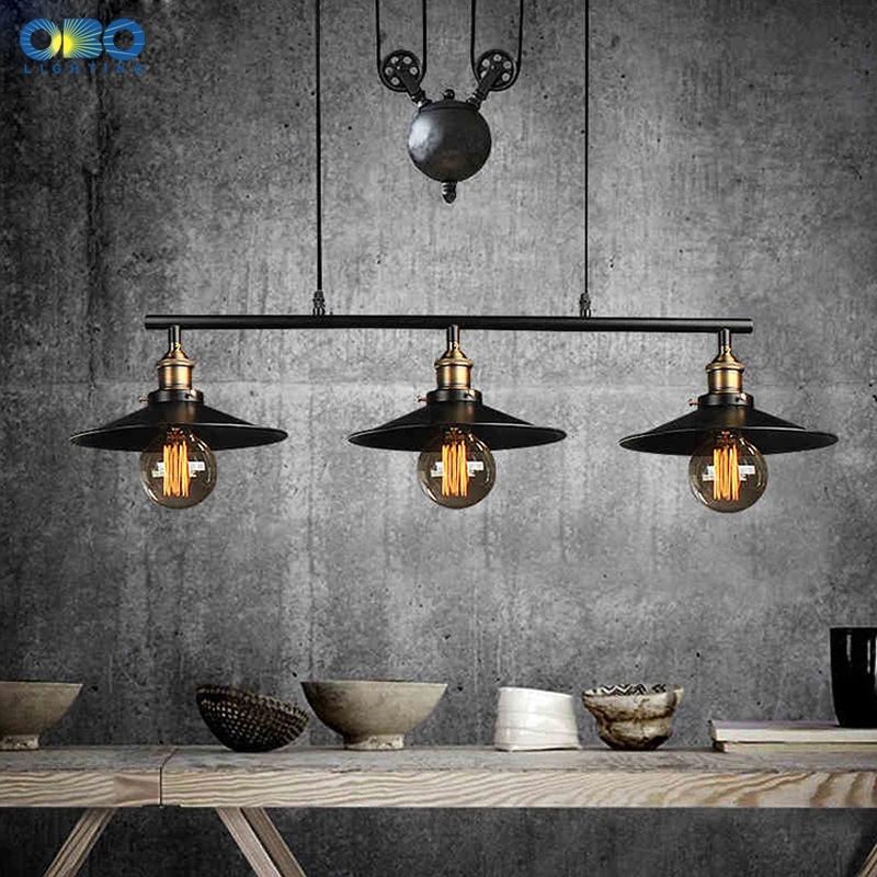 Винтажные железные подвесные светильники с 3 головками в американском стиле для