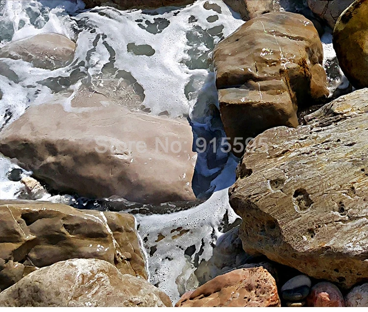 3D полы обои морские волны камни гостиная спальня ванная комната ПВХ водонепроницаемый пол Настенные обои домашний Декор 3D