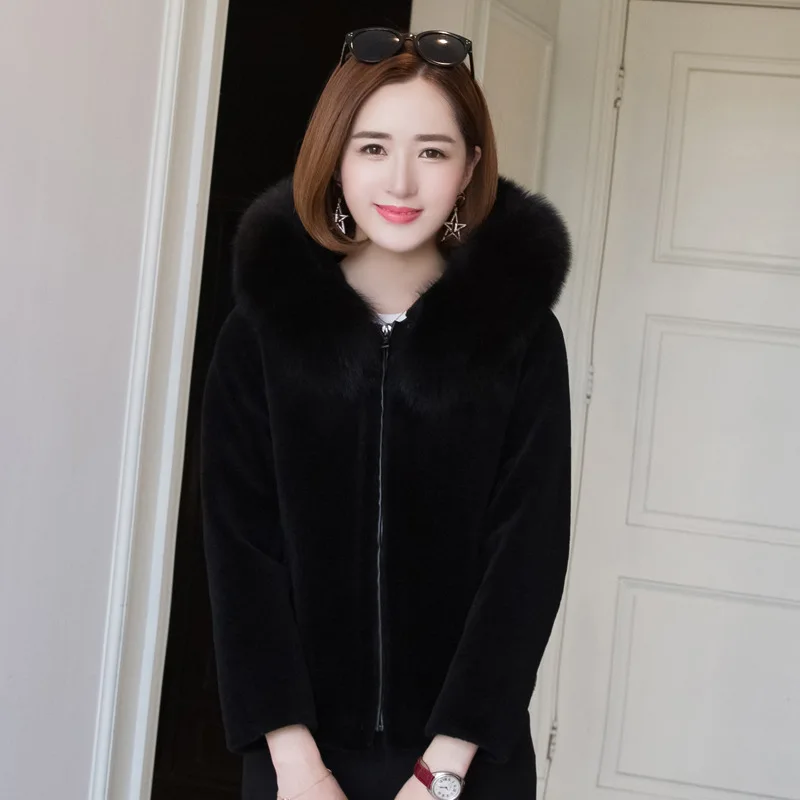 Роскошный красный натуральный стрижки овец меховая куртка 2019 зимняя женская