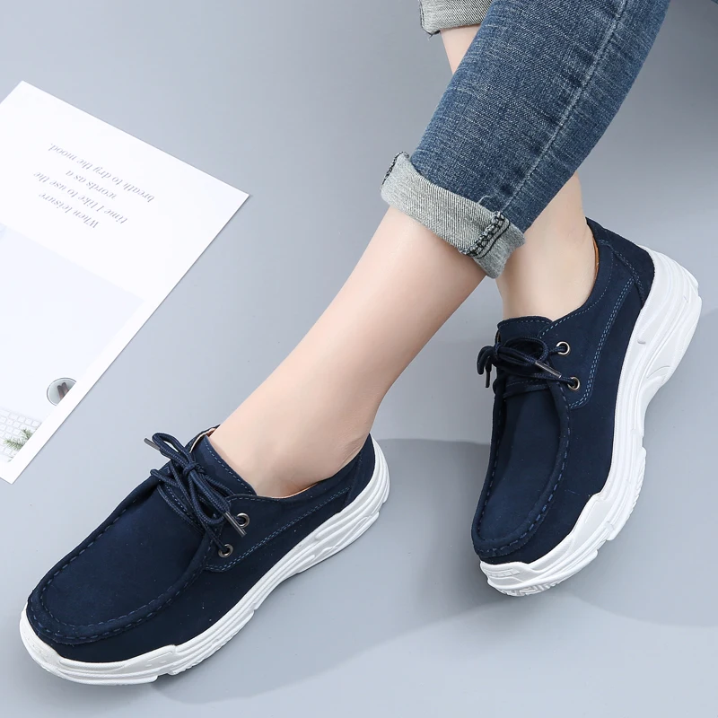 

Ginita Summer Flat Platform Loafers Shoes Woman Cow Suede Leather Women Height Increasing Shoes Ladies Thick Bottom Shoes