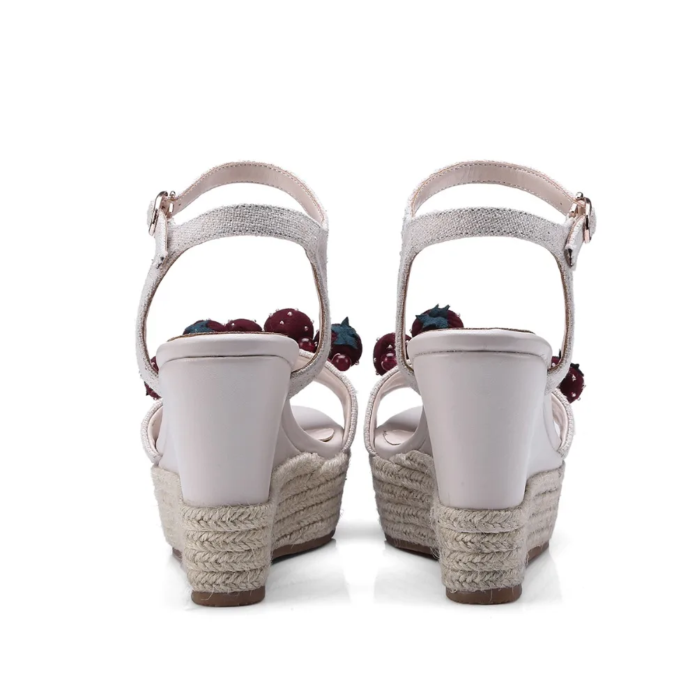 Женская летняя обувь на танкетке с открытым носком высоком каблуке|Боссоножки и