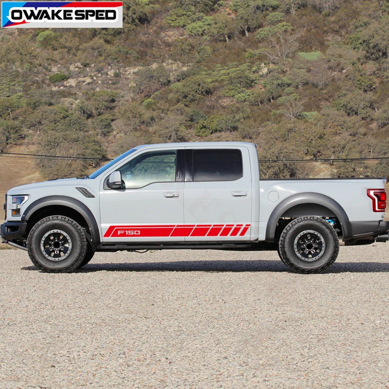 Спортивные полосы наклейки на боковую дверь автомобиля юбку для Ford F 150 Tremor Raptor R