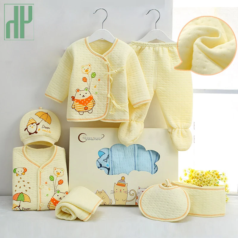 7pcs/set Newborn clothes Cotton baby girl Set Warm Tops hat Pants infant boy gift set tracksuits underwear outfit | Детская одежда и