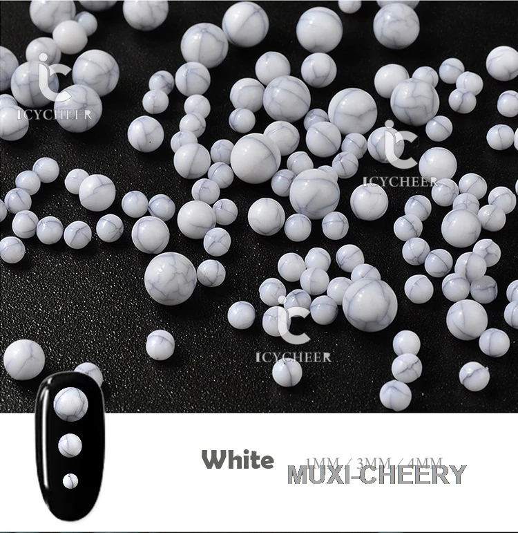 ICYCHEER 3D украшение для ногтей смолы Crackle бирюзовый агат камень ретро бусины мяч Советы Маникюр