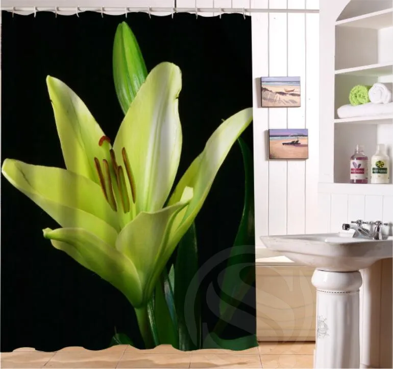 LUQI Новое поступление черно-белые цветы персонализированная занавеска для душа