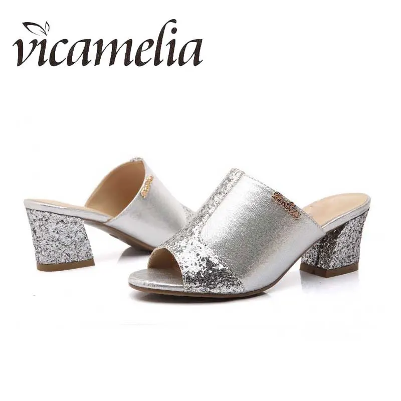 Vicamelia Women Sandals 2018 With Square Heels Fashion Fenty Beauty Wedding Ladies Summer Woman Shoes Peep Toe 233 | Обувь