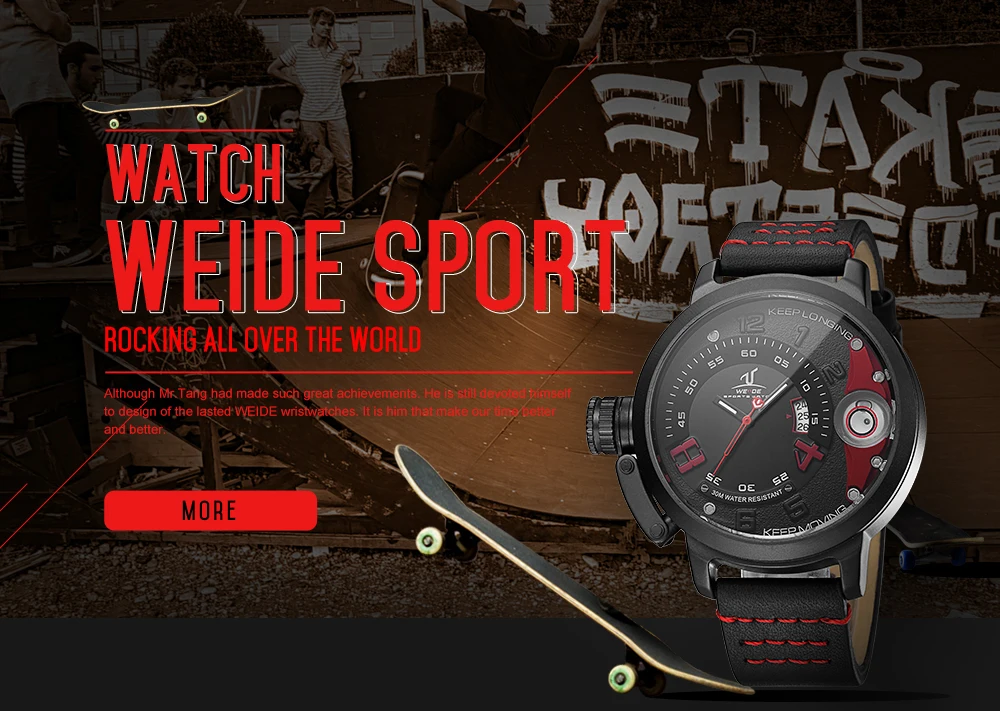 Новые часы WEIDE, брендовые Роскошные Мужские кварцевые спортивные наручные часы, повседневные водонепроницаемые аналоговые кожаные мужские часы, черные