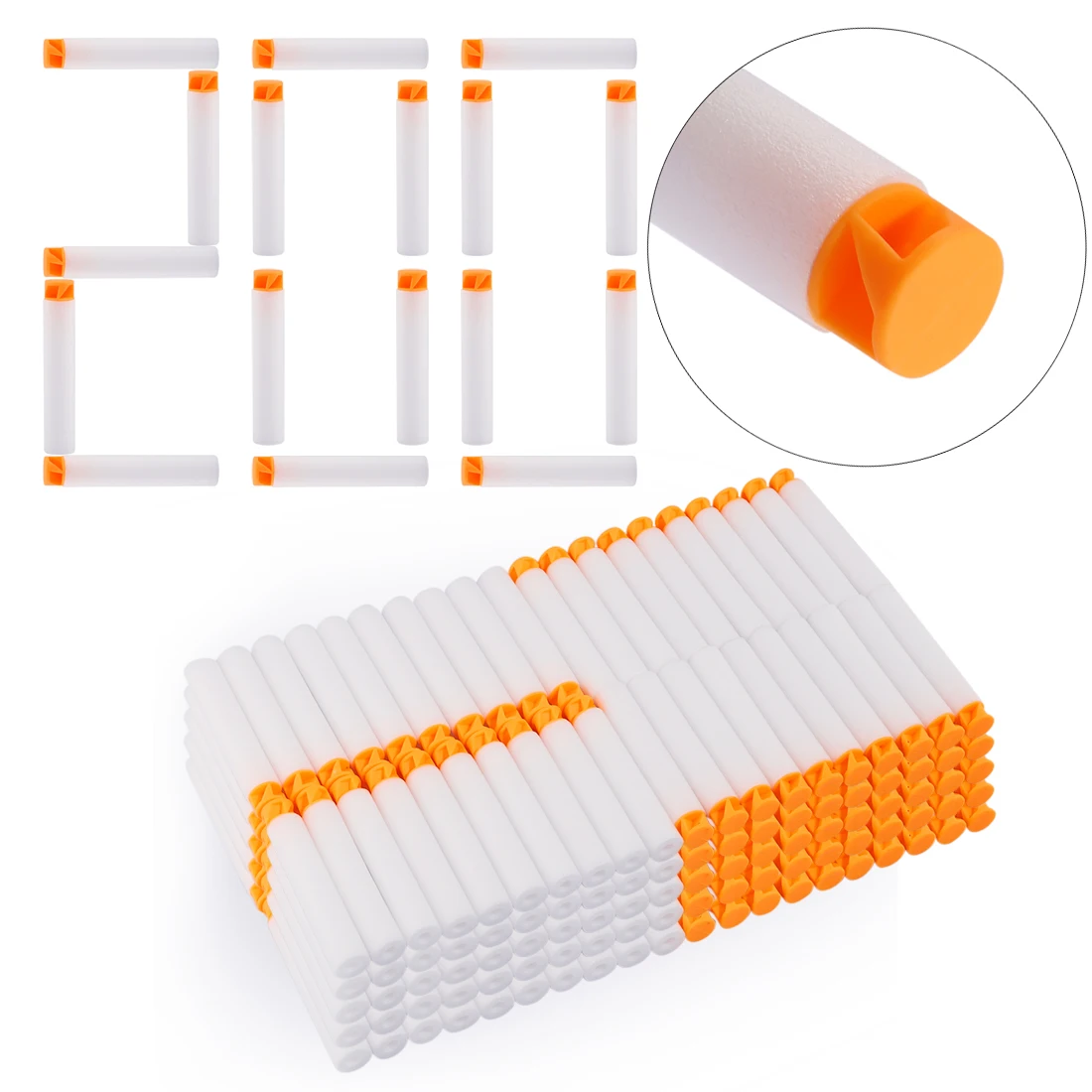 

200pcs Soft Bullet Darts Whirlwind Flat Head Foam Bullets for Nerf N-strike Elite Series 7.2*1.3cm Parts For Nerf Gun Toy