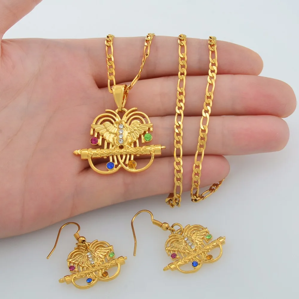 Ожерелья и серьги Anniyo с цветными камнями Папуа-Новая Гвинея комплекты для женщин