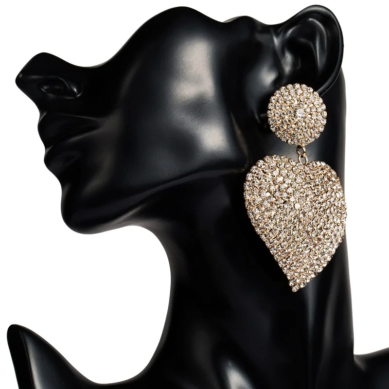 

Heart Style Crystal Wedding Earrings For Women Ethnic Boho Bohemian Drop Earrings Statement Hanging Dangle Earrings Fashion