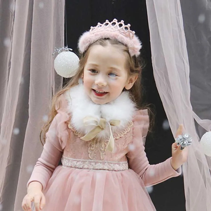 Модная плюшевая диадема с помпоном для девочек Тиары и короны принцессы головной