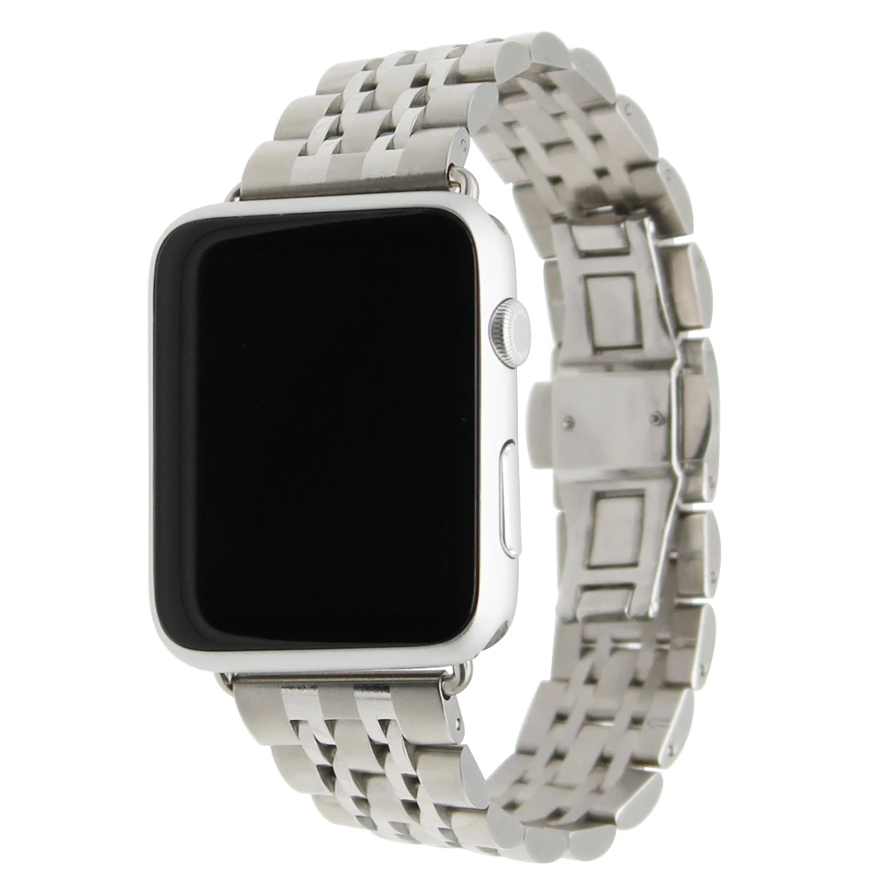 Ремешок из нержавеющей стали для iWatch Apple Watch 38 мм 42 браслет с застежкой бабочкой