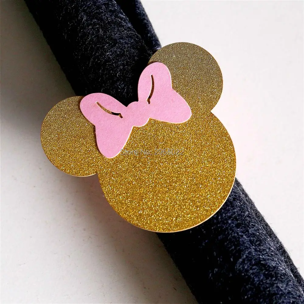 

Mouse Napkin Rings, Set of 12/24/48 pcs pink and gold napkin rings, girls birthday party decor, silverware rings,