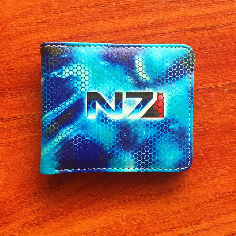 N7 Mass Effect бумажник PU Короткие Кошелек двойного сложения качество держателей карт
