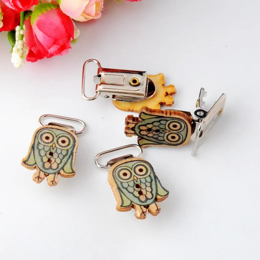 Бесплатная доставка 5 шт. Детские зажимы для соски деревянный мультяшный рисунок