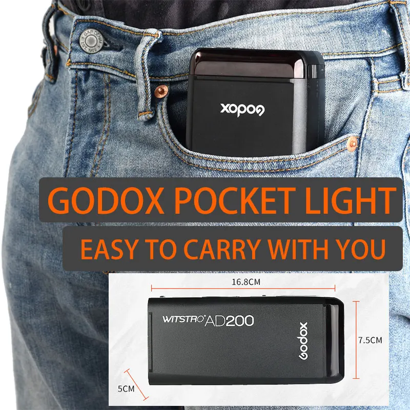 Godox AD200 200Ws 2 4 г ttl мини флэш Strobe Light + Xpro s триггера передатчик для sony Камера С Батарея