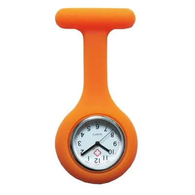 orange red Новые медсестры часы доктор портативный брелок броши для часов Силиконовые туники батареи медицинские медсестры часы кварцевые с зажимом - Цвет: orange red