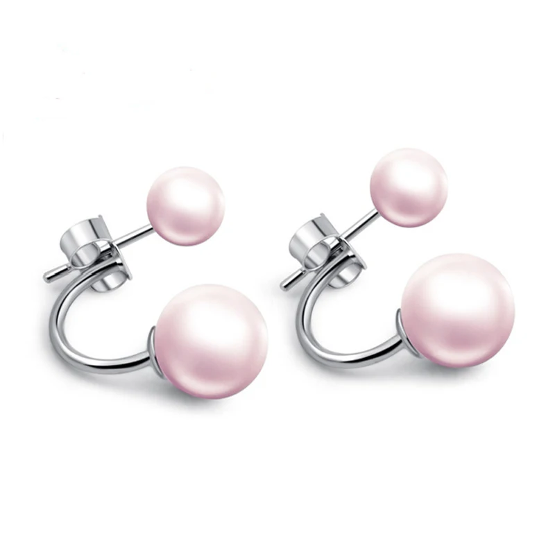 Серьги-гвоздики VICHOK с двойным шариком и жемчугом серьги-гвоздики из