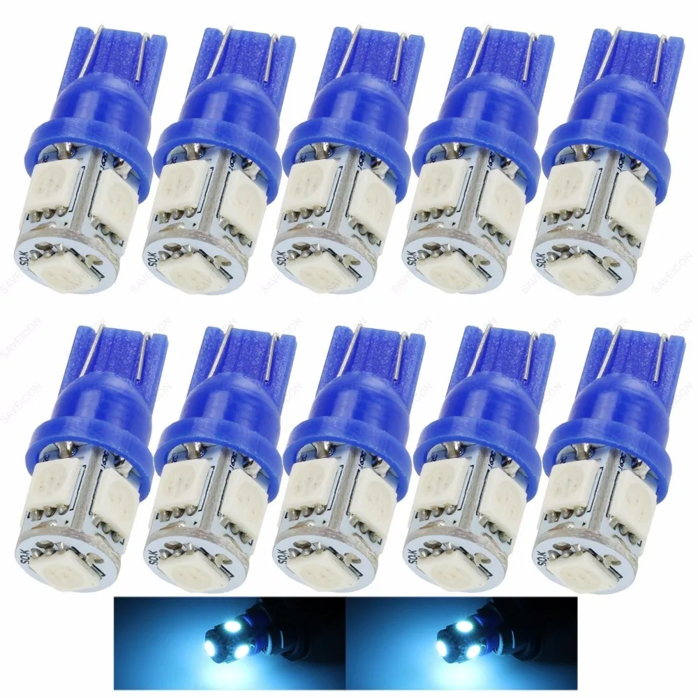 10 лампочек T10 W5W 194 Pingo Farolete Pingao 5Smd 5050 Teto Placa(Branco/красный/синий/Ambar /Verde/Rosa|pingo t10|lampada pingo