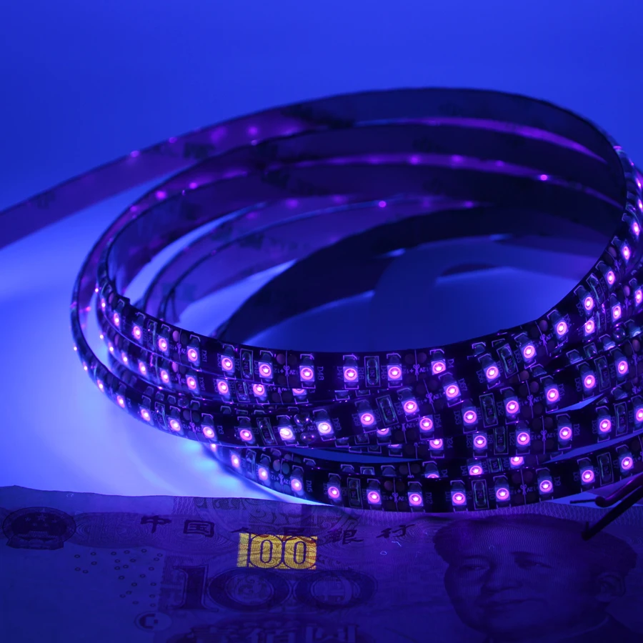1 м 2 м 5 м УФ светодиодная лента светильник 395-405nm Ультрафиолетовый 3528 SMD 60led/m 120led/m гибкая Рождественская струнная лампа для DJ флуоресцентные Вечерние