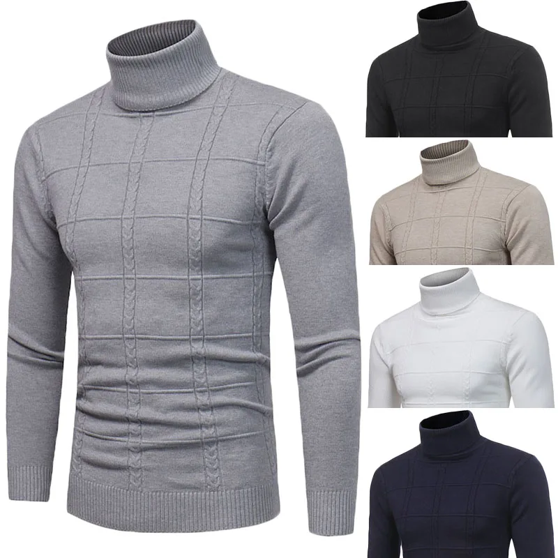 Mens Casual Slim Fit Pullover Sweater Knit Turtleneck Thermal Men's Merino Wool Turtleneck Sweater Classic Long Sleeve Pullover
