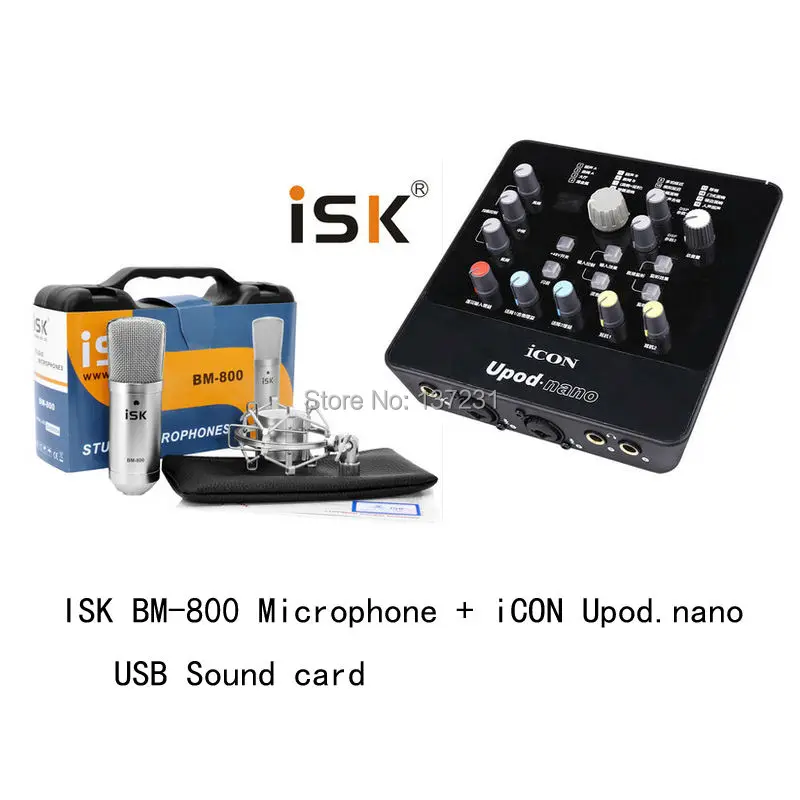 Акция ISK BM-800+ usb звуковая карта nano профессиональный микрофон для записи конденсаторный микрофон для студии и вещания