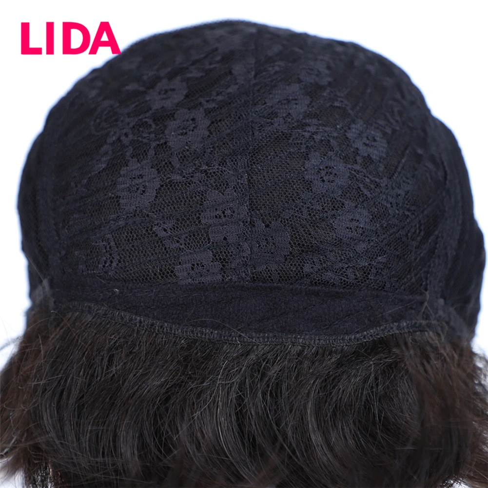 LIDA Non-Remy индийские прямые короткие человеческие волосы парики для женщин 150% плотность полный машинный 6 дюймов короткий парик