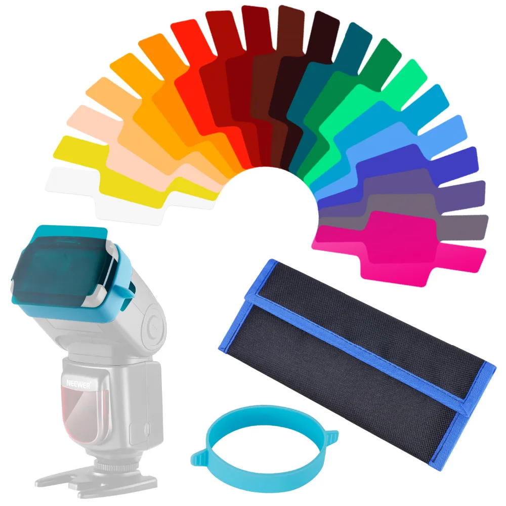 

Neewer Universal Camera Flash Gels Transparent Color Correction Balance Lighting Filter Kit with Attachment Band