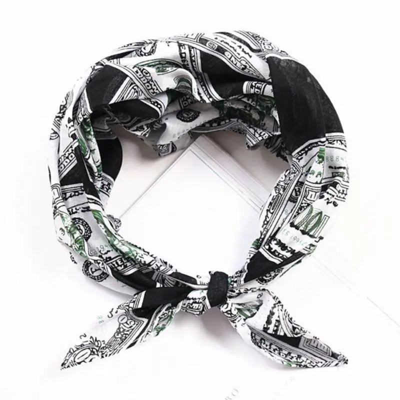 

55x55cm Unisex Cotton Square Bandana 3D Dollar Bills Money Digital Print Multipurpose Handkerchief Headband Motorcycle Wristband