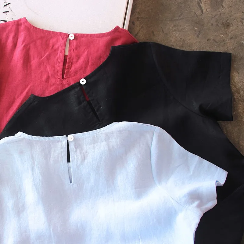 LinenAll Оригинальное женское платье из 100% льна с коротким рукавом во французском