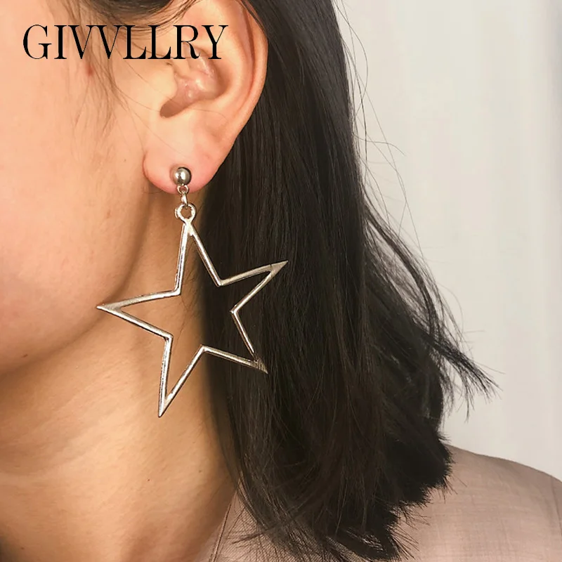 Женские минималистичные серьги подвески со звездами элегантные золотистые