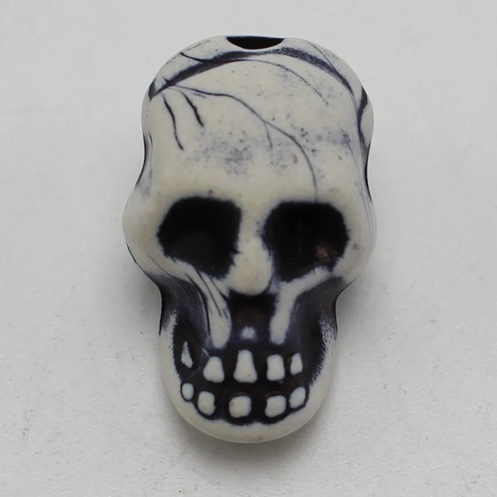 25 White Acrylic Halloween Gothic Skeleton Skull Beads 21X13mm | Украшения и аксессуары