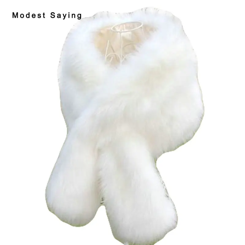 

Graceful White Warm Faux Fur Wedding Shrugs 2017 Bridal Shawls Boleros Fur Stoles Warm Wraps Winter Capes Wedding Accessories