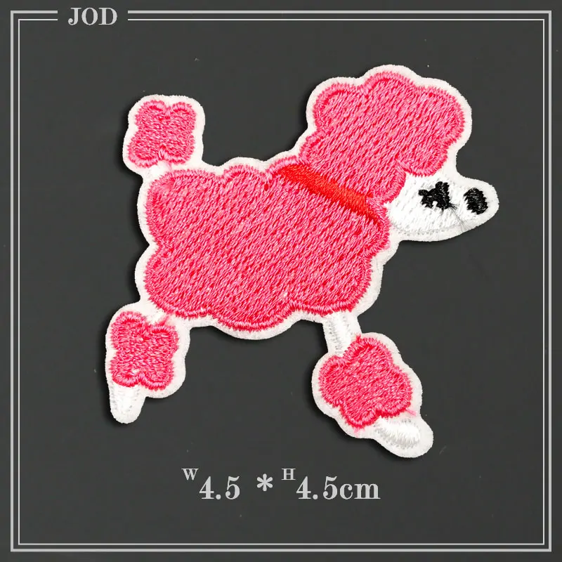 6 шт. Розовый пудель собачки парчи Вышивка Железо на патчи для одежды Сделай Сам