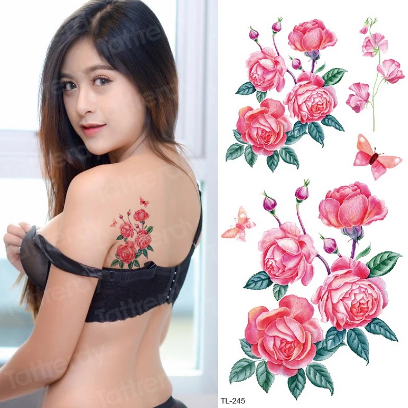 Тату стикер с цветами и розой временная тату для девочек Уникальные Цветочные