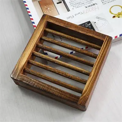 

Wood Square Soap Dish Storage Holder Bath Shower Plate10x10cm good quality hot selling new
