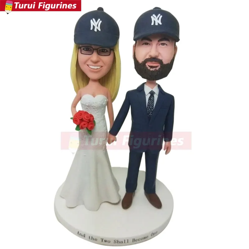 

bobblehead Bride Groom Personalized Baseball Wedding Cake Topper Wedding Cake Topper baseball Bobble Head W
