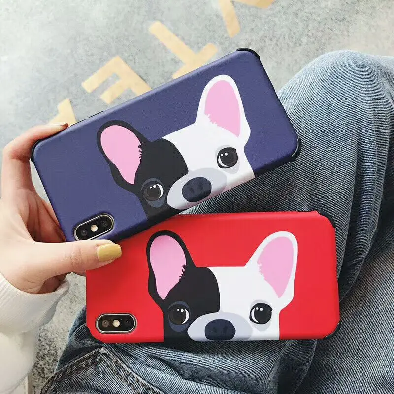 Kuutti Squishy Cool Blue Red Dog Printing Couple Friends Phone Cases for iPhone 6 6s 7 8 Plus X XR XS Max Boy Girls Covers |