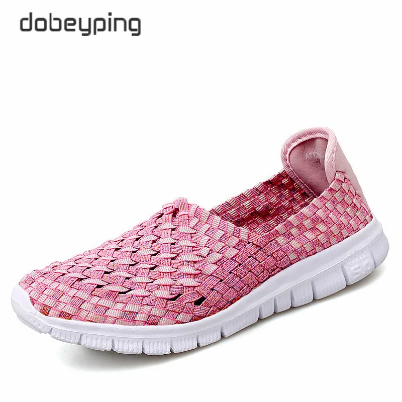 Summer Women Shoes Breathable Woman Mesh Sneakers Female Ballet Flats Women's Slip On Loafers Multi Colored Woven Footwear 2019