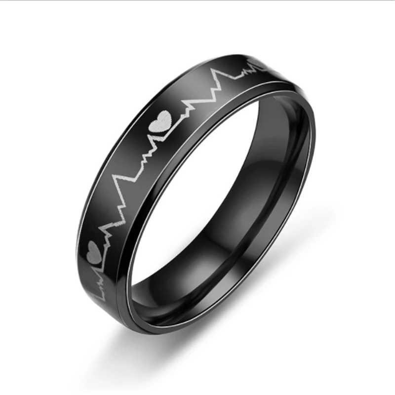 Кольца унисекс из нержавеющей стали черного цвета 6 мм | Украшения и аксессуары